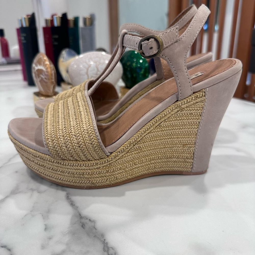 UGG Tan Wedge Sandals with Ankle Strap